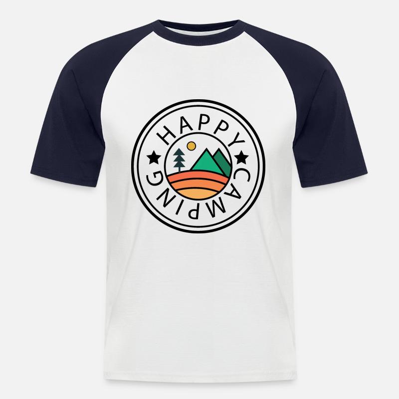 glücklichcamping - Männer Baseball-T-Shirt - Weiß/Navy
