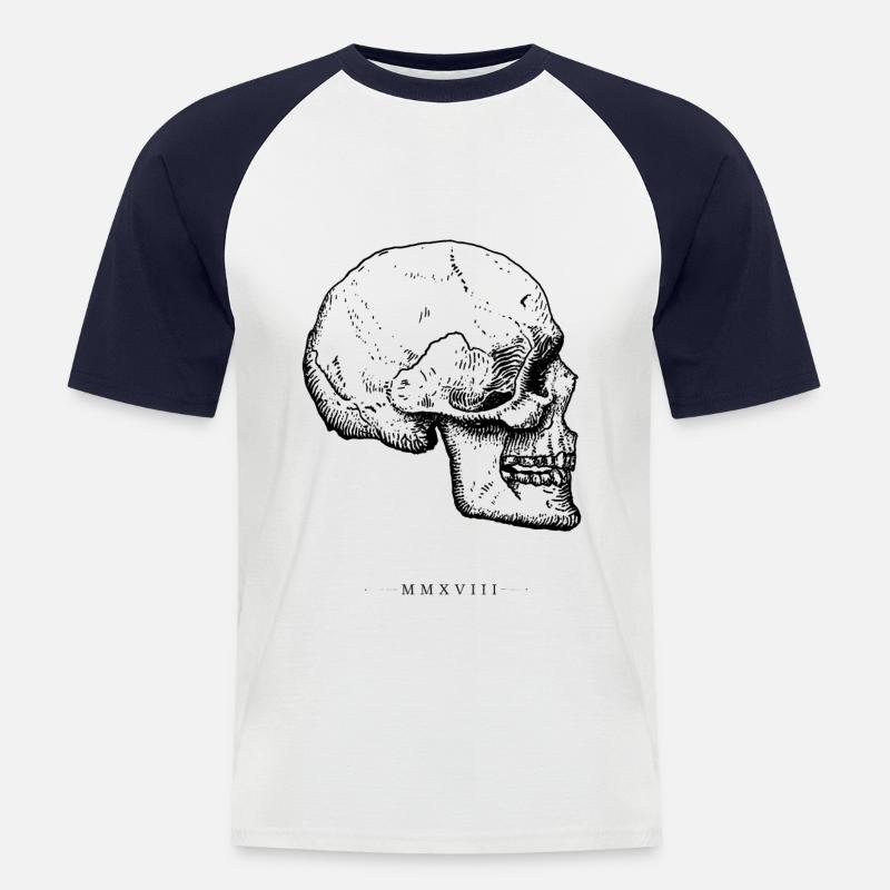 Schädel Knochen 2018 Anatomie - Männer Baseball-T-Shirt - Weiß/Navy