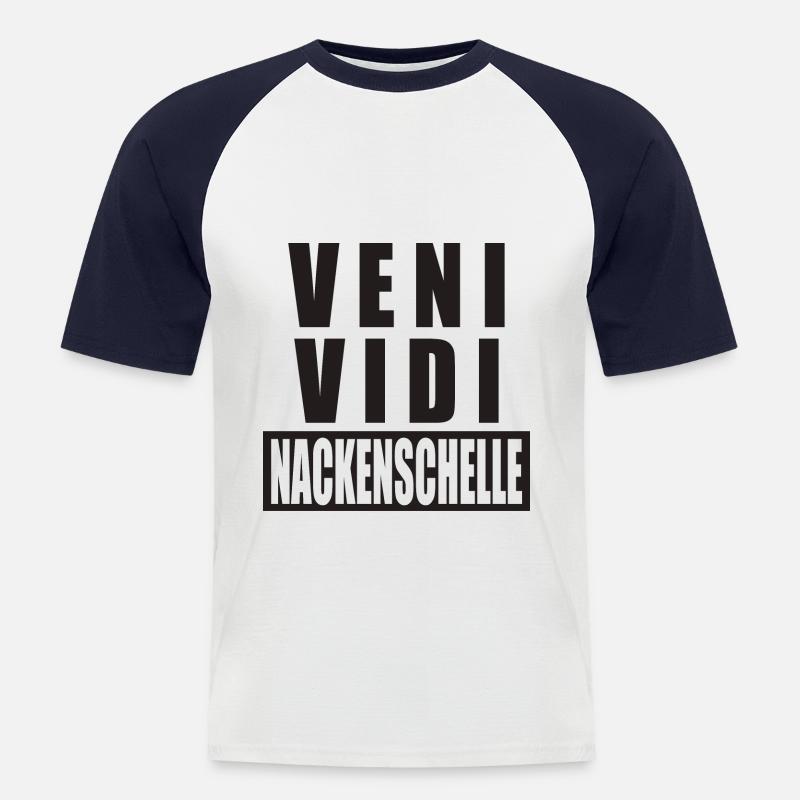Veni Vidi - Männer Baseball-T-Shirt - Weiß/Navy