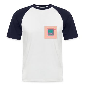 Fotografie T-Shirt Hoodies Tasse Beut Blitzschnell - Männer Baseball-T-Shirt - Weiß/Navy - Vorne - Nik (191cm)