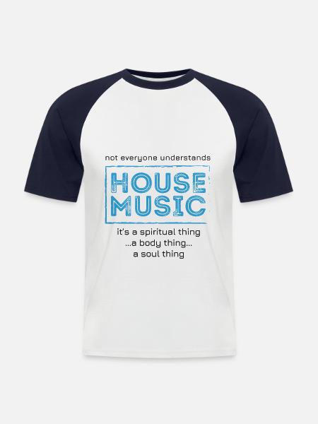 House Music (Blue logo) - Men's Baseball T-Shirt - white/navy