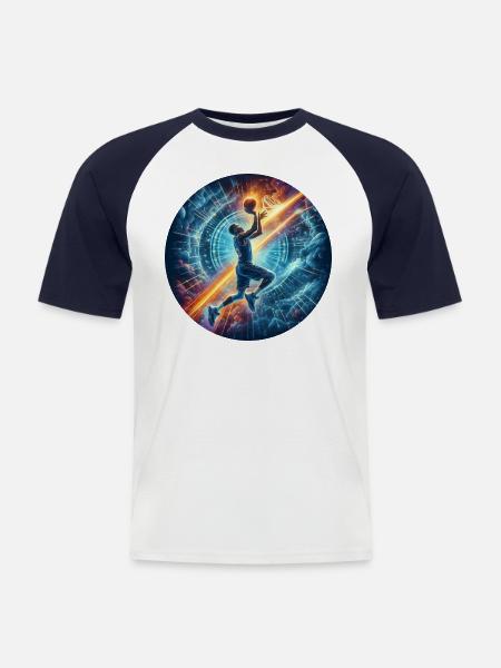 Basketball-Cosmic Slam Dunk - Men's Baseball T-Shirt - white/navy