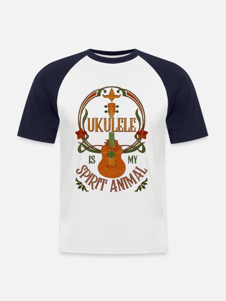 Ukulele er mit åndedyr - Kortærmet herre-baseballshirt - hvid/marineblå