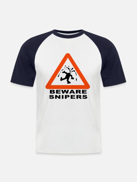 Beware Snipers - Men's Baseball T-Shirt - white/navy