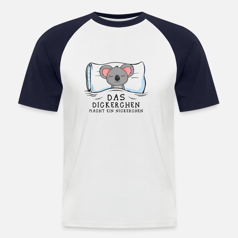 Dickerchen macht Nickerchen Koala - Männer Baseball-T-Shirt - Weiß/Navy