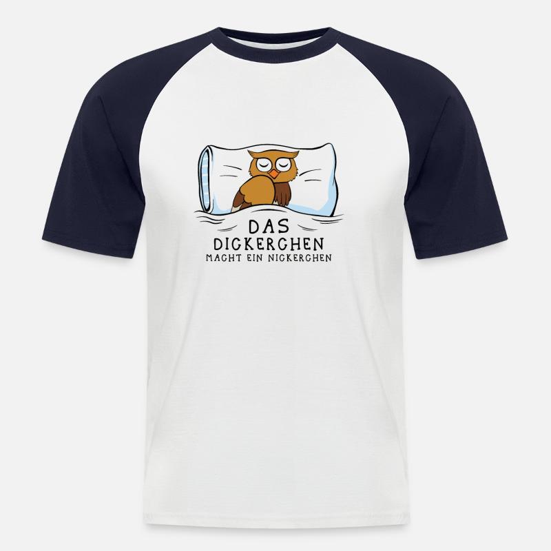 Dickerchen macht Nickerchen Eule - Männer Baseball-T-Shirt - Weiß/Navy