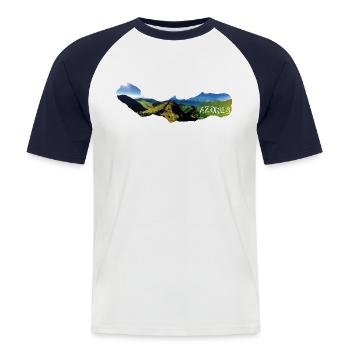 Azores Boca do Inferno Azoren Portugal Aussicht - Männer Baseball-T-Shirt - Weiß/Navy - Vorne - Nik (191cm)
