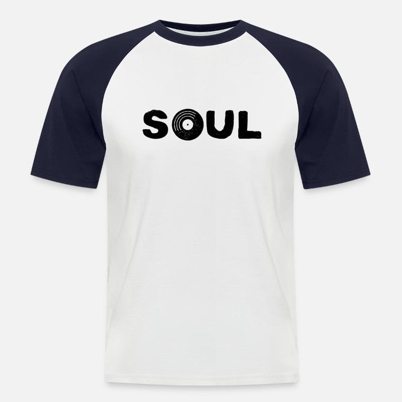 Seele Schallplatte Typografisch - Männer Baseball-T-Shirt - Weiß/Navy