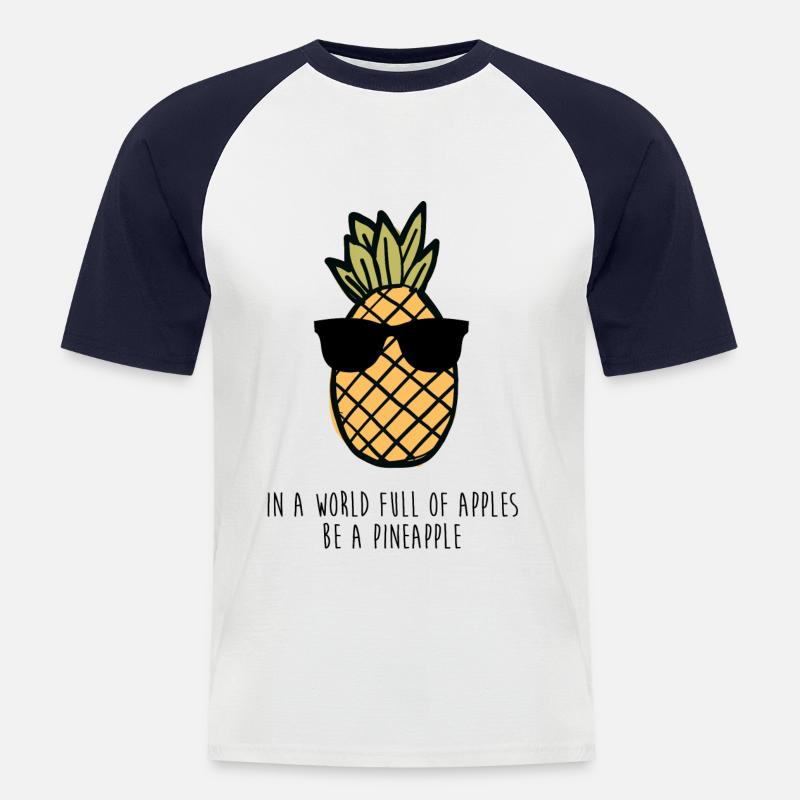 Ananas Pineapple Cool Geschenk - Männer Baseball-T-Shirt - Weiß/Navy