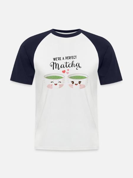 We're A Perfect Matcha - Men's Baseball T-Shirt - white/navy