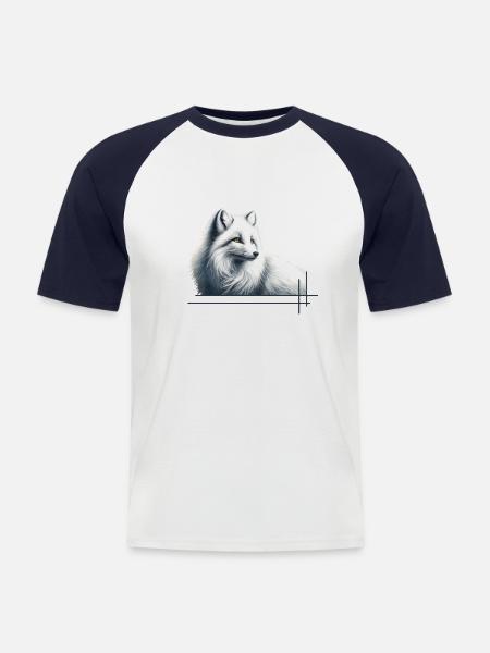 Fuchs im Winter Eleganz - Männer Baseball-T-Shirt - Weiß/Navy