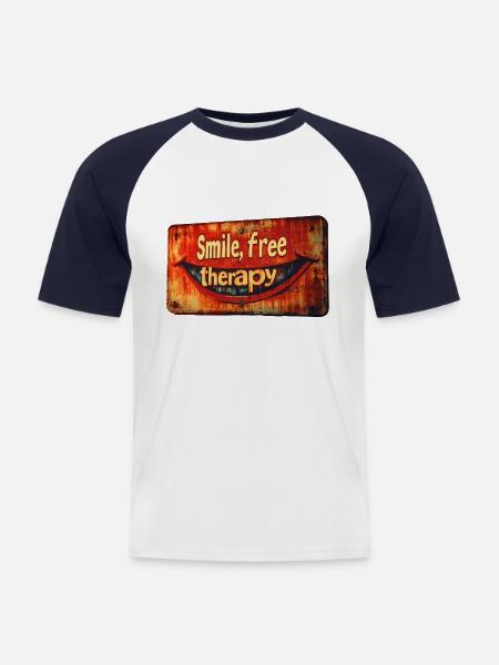 Smile free therapy - Men's Baseball T-Shirt - white/navy