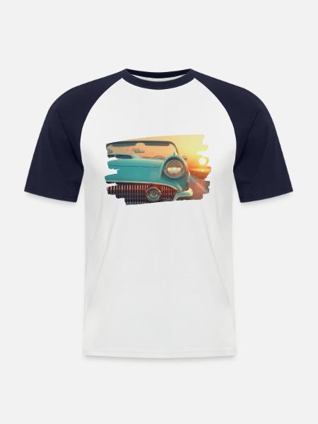 Turquoise classic at sunset - Men's Baseball T-Shirt - white/navy