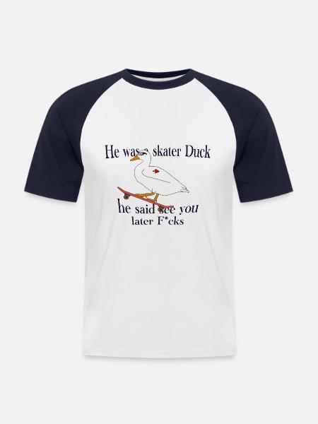 Sk8ter Duck! - Männer Baseball-T-Shirt - Weiß/Navy