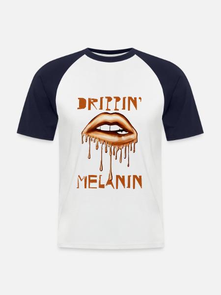 Drippin' Melanin - Men's Baseball T-Shirt - white/navy