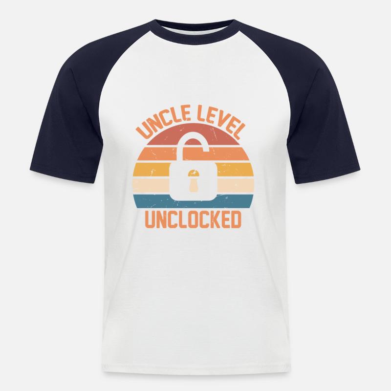 Onkel Level Unclocked - Männer Baseball-T-Shirt - Weiß/Navy