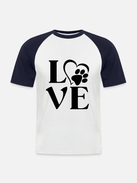 Liebespfote - Männer Baseball-T-Shirt - Weiß/Navy