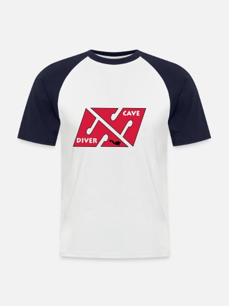 cave_diver_01 - Männer Baseball-T-Shirt - Weiß/Navy