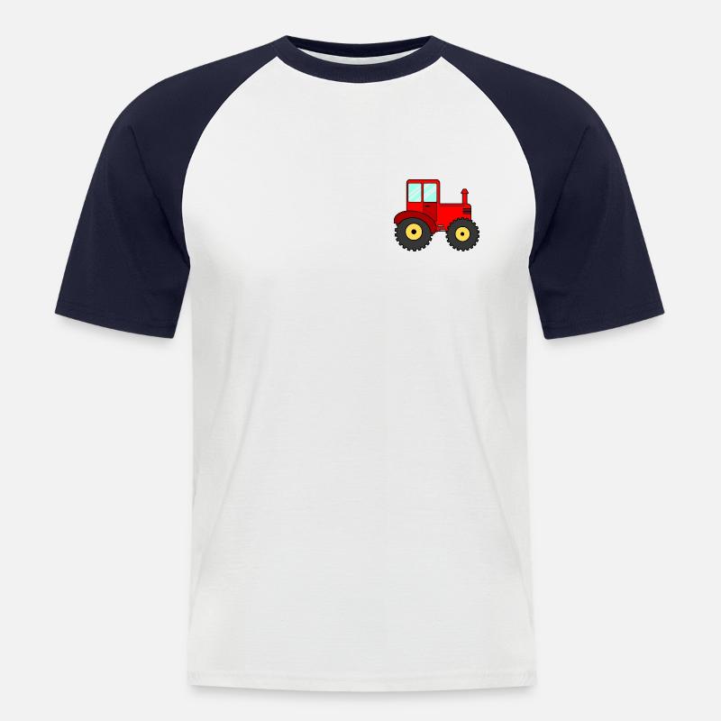 Traktor Rot - Männer Baseball-T-Shirt - Weiß/Navy