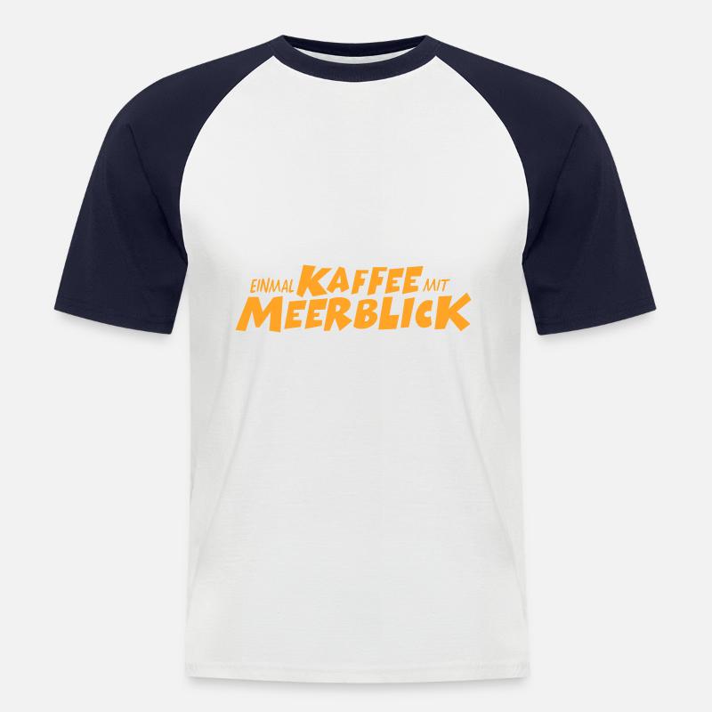 Einmal Kaffee mit Meerblick - Männer Baseball-T-Shirt - Weiß/Navy