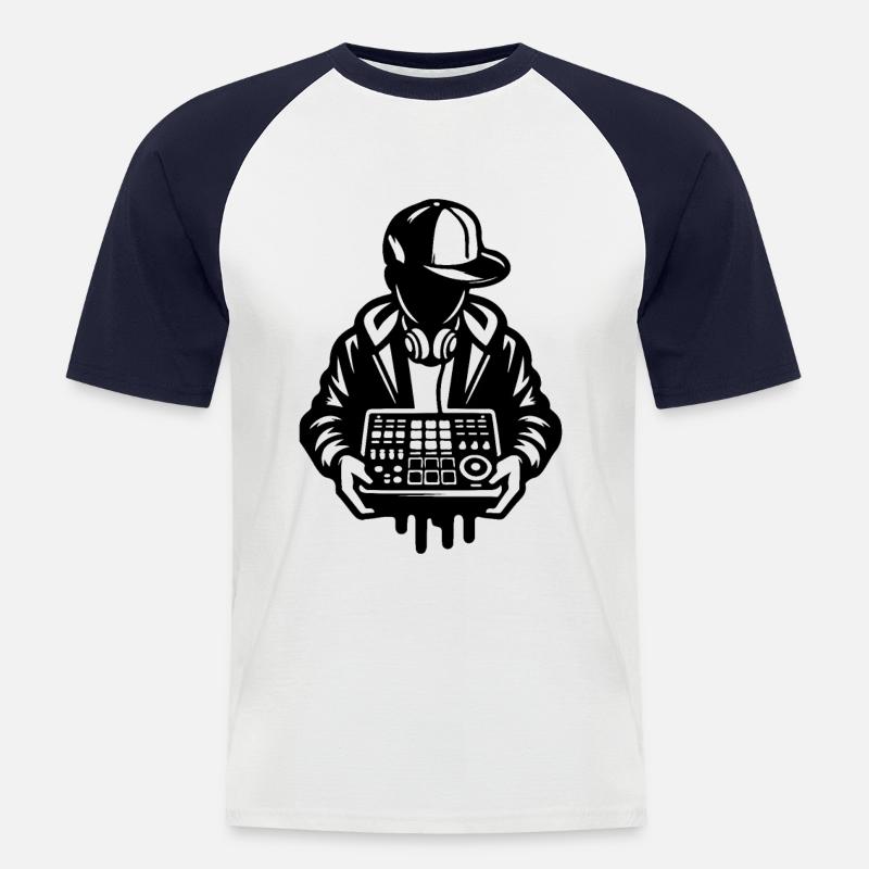 Beat Maker Holding Sampler - Men's Baseball T-Shirt - white/navy
