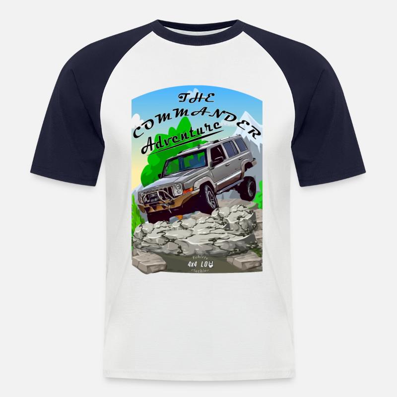 Commaner-Abenteuer - Männer Baseball-T-Shirt - Weiß/Navy