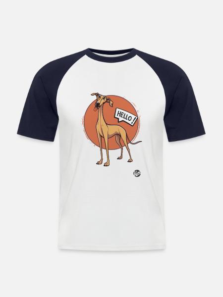 Naughty dog says hello - Men's Baseball T-Shirt - white/navy