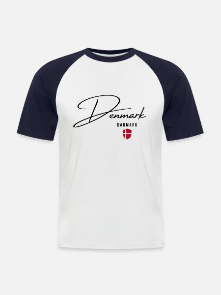 Flag of Denmark, Danish pride - Men's Baseball T-Shirt - white/navy