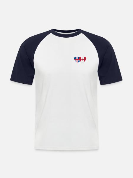 Iceland Canada Flag Heart - Men's Baseball T-Shirt - white/navy