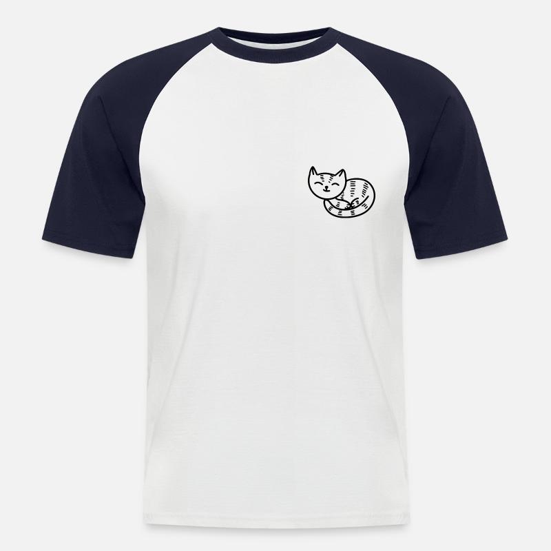 Snoozing Kitty (Tiger) - Männer Baseball-T-Shirt - Weiß/Navy