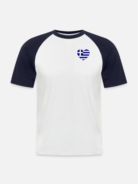 Greece Flag Heart of Hellas - Men's Baseball T-Shirt - white/navy