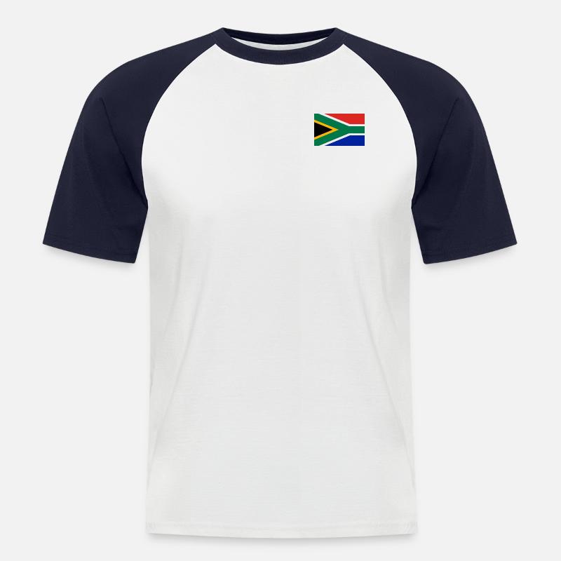Südafrika Flagge - Männer Baseball-T-Shirt - Weiß/Navy