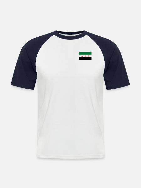 Syrien Flagge - Männer Baseball-T-Shirt - Weiß/Navy