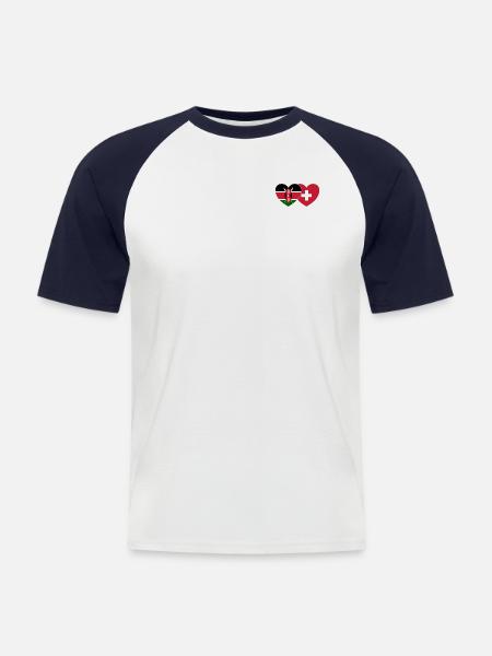 Kenya Switzerland Flag Heart - Men's Baseball T-Shirt - white/navy