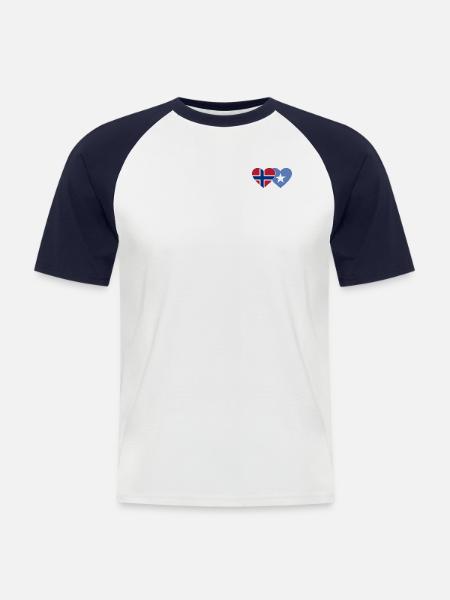 Norge Somalia flagghjerte - Kortermet baseball skjorte for menn - hvit/marine