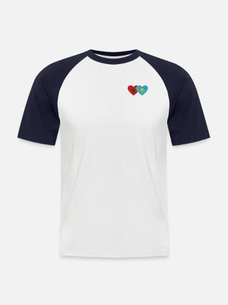 Morocco Kazakhstan Flag Heart - Men's Baseball T-Shirt - white/navy
