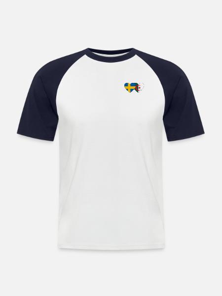 Sweden Algeria Flag Heart - Men's Baseball T-Shirt - white/navy