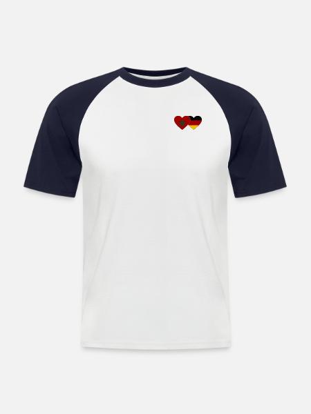 Morocco Germany Flag Heart - Men's Baseball T-Shirt - white/navy