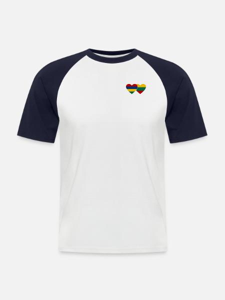 Mauritius Lithuania Flag Heart - Men's Baseball T-Shirt - white/navy