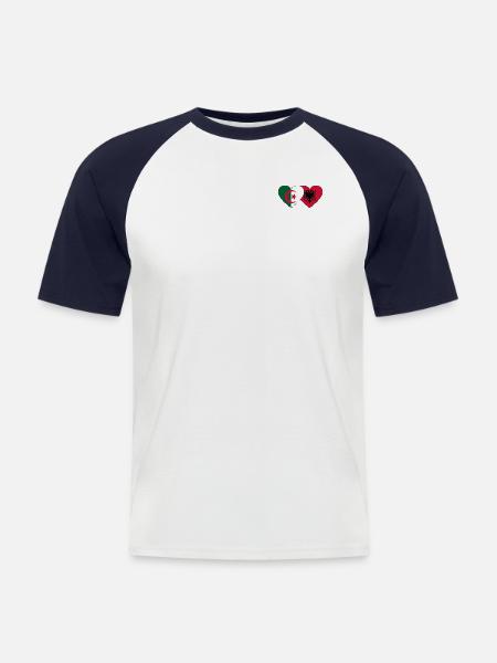 Algeria Albania Flag Heart - Men's Baseball T-Shirt - white/navy