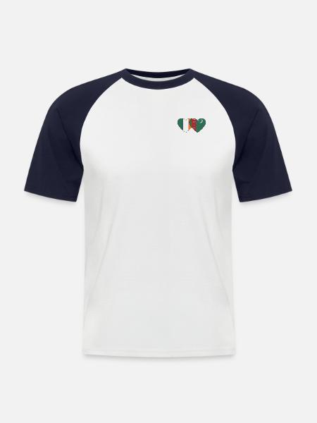 Ireland Turkmenistan Flag Heart - Men's Baseball T-Shirt - white/navy