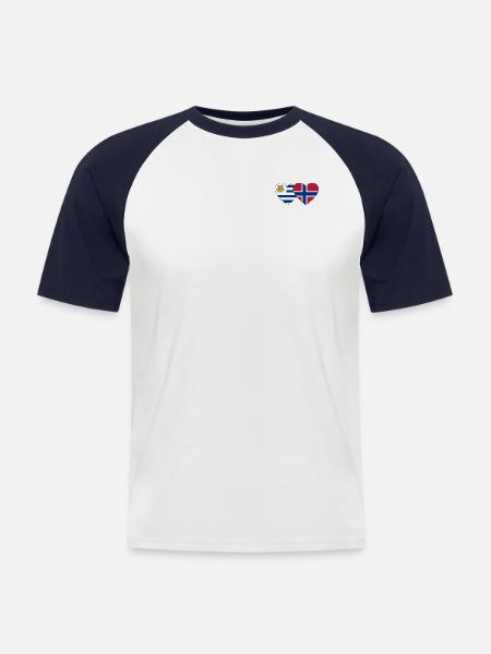 Uruguay Norway Heart Flag - Men's Baseball T-Shirt - white/navy