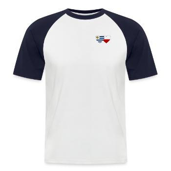 Uruguay Polen Herz Flagge - Männer Baseball-T-Shirt - Weiß/Navy - Vorne - Nik (191cm)