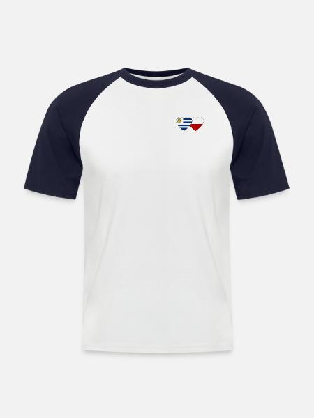 Uruguay Poland Heart Flag - Men's Baseball T-Shirt - white/navy