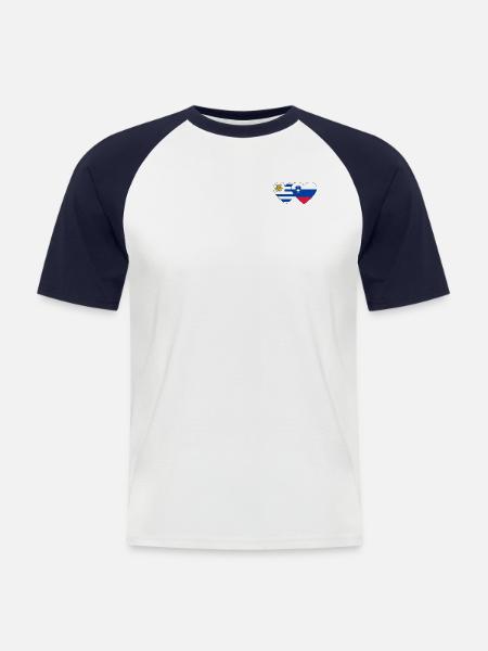 Uruguay Slovenia Heart Flag - Men's Baseball T-Shirt - white/navy