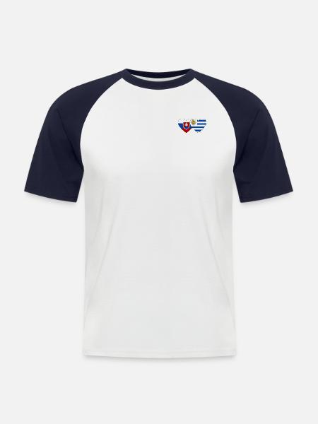 Slovakia Uruguay Heart Flag - Men's Baseball T-Shirt - white/navy