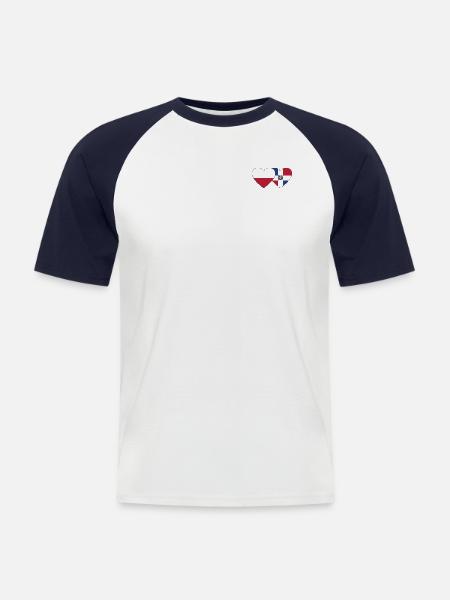 Poland Dominican Republic Flag Heart - Men's Baseball T-Shirt - white/navy