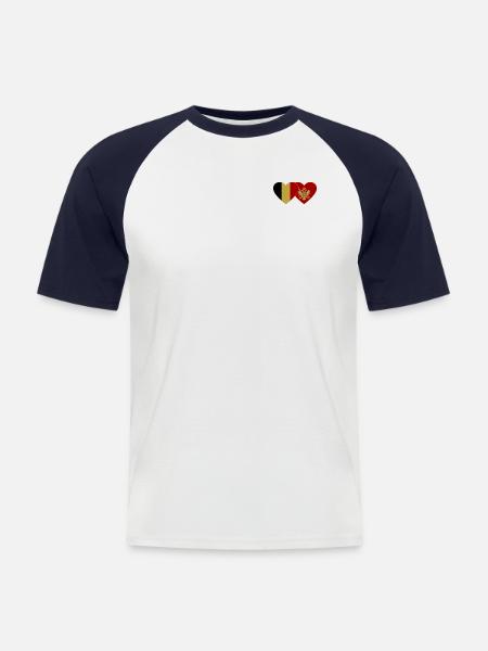 Belgium Montenegro flag - Men's Baseball T-Shirt - white/navy