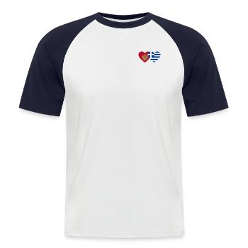 Montenegro Griechenland Flagge - Männer Baseball-T-Shirt - Weiß/Navy - Vorne - Nik (191cm)