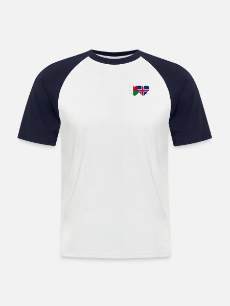 Madagascar Iceland Flag Heart - Men's Baseball T-Shirt - white/navy